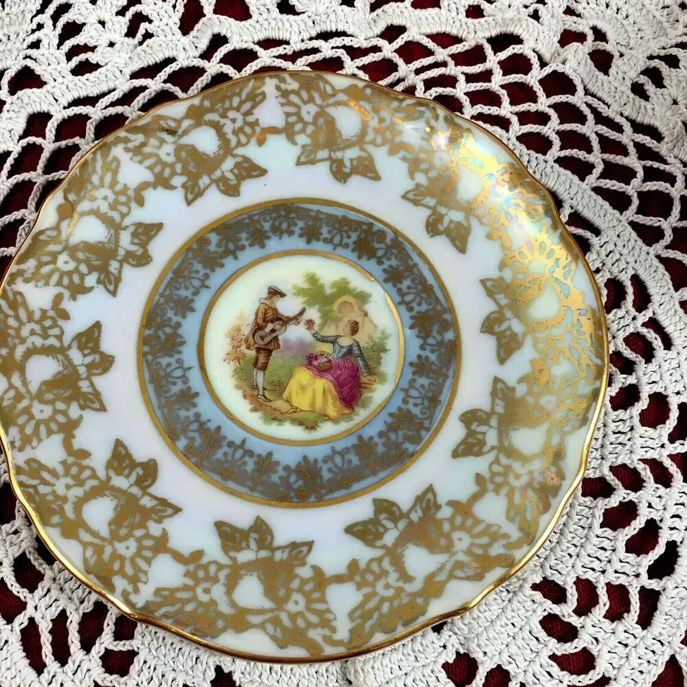 Bavaria Tirschenreuth Germany Iridescent Courting Couple Teacup - Vintage Z & Co